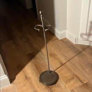 Vintage Solid Brass Fireplace Poker Stand substantial weight with graceful lines